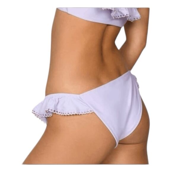 Tobi Let You Go Bikini Bottom Lavender Purple Ruffle Trim Metallic Gold Accent M - Picture 3 of 9